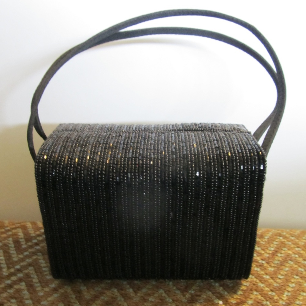 Vintage La Regale black beaded box purse. ADORABLE!